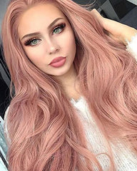 ATOZWIG Long Wavy 22Inch Orange Pink Heat Resistant Fiber Synthetic Cosplay Wigs