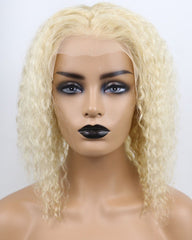 Remy Human Hair Deep Curly Short Bob 13x4 Lace Front Wig 613#