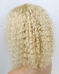 Remy Human Hair Deep Curly Short Bob 13x4 Lace Front Wig 613#