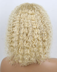 Remy Human Hair Deep Curly Short Bob 13x4 Lace Front Wig 613#