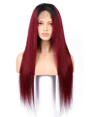 Remy Human Hair Straight 360 Lace Frontal Wig 8-26inch 1B/99J Color