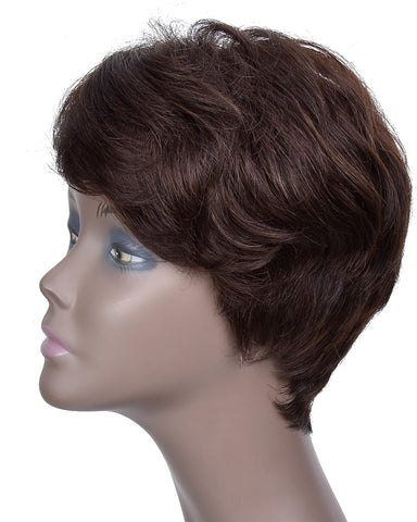 Remy Short Human Hair Wig None Lace Hair Wig 4inch #2 Color