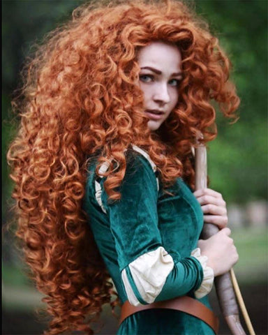 Synthetic Wig Long Hair Curly Wavy Full Head Halloween Wigs Cosplay Costume Party Hairpiece Fox Red