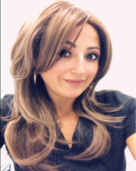 Long Layered Shoulder Length Synthetic Hair Fiber Highlight Multicolor for Women