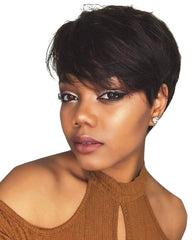 Remy Short Human Hair Wig None Lace Hair Wig 4inch #2 Color