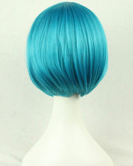 Short Blue Bob Wigs Straight Wigs with Bangs for Women Girls 11 Inch