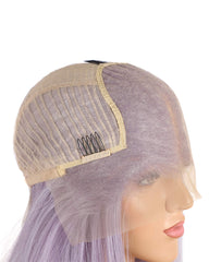 Synthetic Straight Hair 13x6 Lace Front Wig 14inch Light Purple Bob Wig for Women Pre Plucked with Natural Hairline and Baby Hair