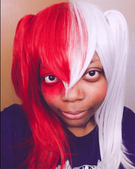 Straight Cosplay Wig Half Silver White Half Red Cosplay Wig for Halloween