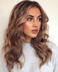 Synthetic Wig Fiber Wave Hair Lace Front Bronw Wig for Women Dark Rooted Brown Wigs Mixed Blonde Lace Wigs 18 inch