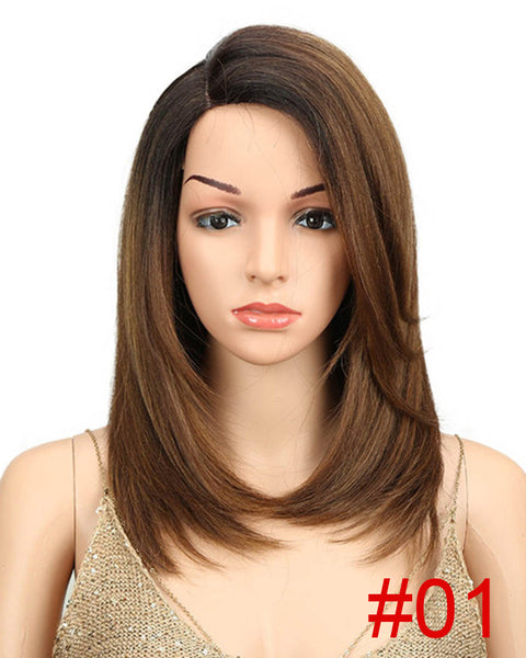 Short BOB Wig For Women Synthetic Hair Side Part Lace 18 Heat Resistant High Temperature Fiber Glueless Ombre Straight Wig