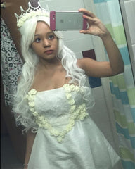 Synthetic Wave Wig 28inch Lolita Long Curly Clip On Ponytails Cosplay Wig White Color