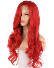 Synthetic Wigs Lace Front Wigs for Women 13X6 Lace Kanekalon Long Wave Layers Red color 22inch