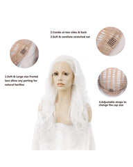 Snow White Wig Lace Front Wigs for Women Drag Queen Party Cosplay Long Body Wave Synthetic Wig High Density Heat Resistante Hair