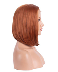 Synthetic Hair Lace Front Wigs 14inch Short Bob Wig for Women Copper Orange Straight Hair