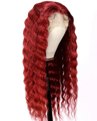 Remy Human Hair Deep Wave Hair 360 Lace Frontal Wig 8-26inch 99J Color