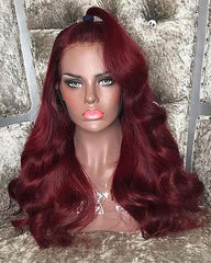 Remy Human Hair Body Wave Hair 360 Lace Frontal Wig 8-26inch 99J Color