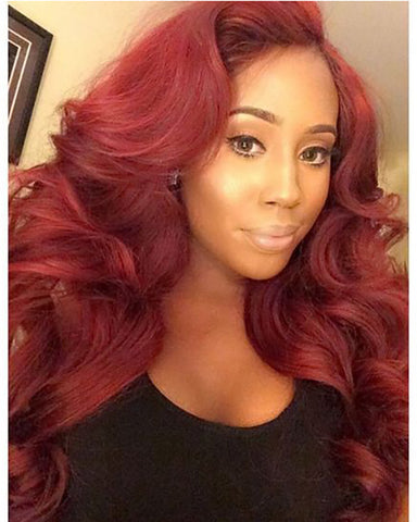 Remy Human Hair Body Wave Hair 13x6 Lace Frontal Wig 8-26inch 99J Color