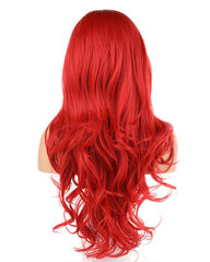 Synthetic Wigs Lace Front Wigs for Women 13X6 Lace Kanekalon Long Wave Layers Red color 22inch