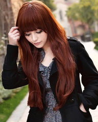 Synthetic Wigs New Fashion Kanekalon Long Wavy Sexy Hair Wig Wigs Wine Red Color