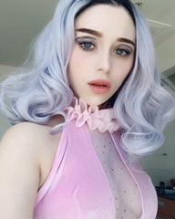 Synthetic Lace Front Ombre Color Wavy Wig for Fashion Women Heat Friendly Fiber
