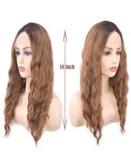 Synthetic Wig Fiber Wave Hair Lace Front Bronw Wig for Women Dark Rooted Brown Wigs Mixed Blonde Lace Wigs 18 inch
