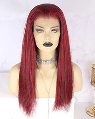 Synthetic Straight Hair 13x6 Lace Frontal Wig 22-24inch 99J Color Fiber Hair Wigs