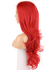 Synthetic Wigs Lace Front Wigs for Women 13X6 Lace Kanekalon Long Wave Layers Red color 22inch