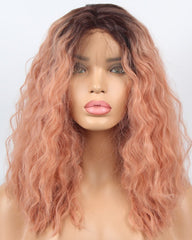 Short Bob Lace Front Wig Synthetic Ombre Dark Roots to Auburn Wig Glueless Wave Hair Heat Resistant Fibers Bob Wig 14inch