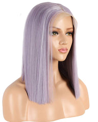 Synthetic Straight Hair 13x6 Lace Front Wig 14inch Light Purple Bob Wig for Women Pre Plucked with Natural Hairline and Baby Hair