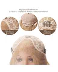 Long Loose Curly Wig for Women Synthetic Wigs Heat Resistant Fiber Wigs Side Middle Part 24inch Blonde Color