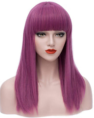 Long Purple Wigs for Kids Straight Cosplay Wig Anime Costume Party Wig