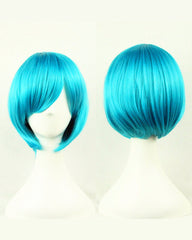 Short Blue Bob Wigs Straight Wigs with Bangs for Women Girls 11 Inch