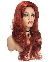 Synthetic Wig Christmas Present Copper Red Hair Female Cartoon Character Big Wave Wig