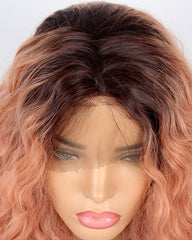 Short Bob Lace Front Wig Synthetic Ombre Dark Roots to Auburn Wig Glueless Wave Hair Heat Resistant Fibers Bob Wig 14inch