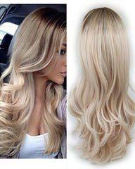 Ombre Wig Brown To Ash Blonde High Density Heat Resistant Synthetic Hair Weave Full Wigs For Women
