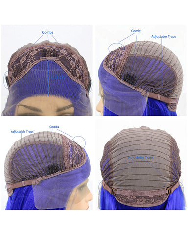 Short Bob Synthetic Hair Wigs Straight Hair Lace Frontal Wigs For Black Women With Baby Hair