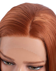 Synthetic Hair Lace Front Wigs 14inch Short Bob Wig for Women Copper Orange Straight Hair