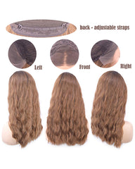 Synthetic Wig Fiber Wave Hair Lace Front Bronw Wig for Women Dark Rooted Brown Wigs Mixed Blonde Lace Wigs 18 inch