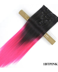 Ombre Hair Clip In Synthetic Hair Extensions 7 Pieces 24inch Long Hairpiece Straight Hair