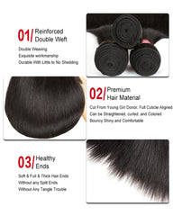 Remy Braziian Human Hair 3 Bundles 8-28inch Natural Color