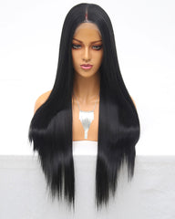 Synthetic Straight Hair 13x6 Lace Frontal Wig 18-26inch Natural Color Fiber Hair Wigs