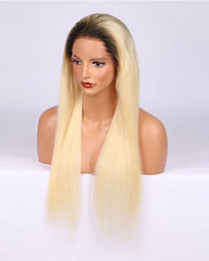 Remy Human Hair Straight Full Lace Wig 16-24inch 1B/613 Color