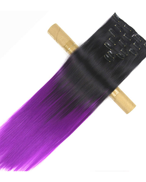 Ombre Clip In Synthetic Hair Extensions 7 Pieces 24inch Long Hairpiece Straight Hair