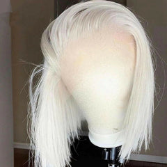 Short Bob White Lace Front Wig Side Part Synthentic Wig Heat Resistant Gluless