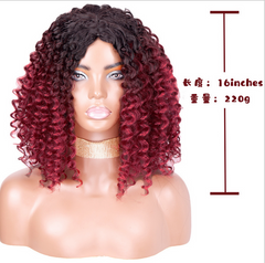 Short Curly Wavy Wig Ombre Red Synthetic Wigs Sexy Pop Cosplay Wigs Heat Resistant