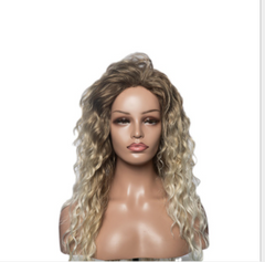 Curly Dark Root Blonde Ombre Synthetic Fiber NO Lace Wigs For Womans Daily Wears