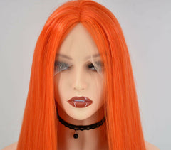 ATOZ Synthetic Lace Front Wig Long Orange Straight Heat Safe Wig for Black Women