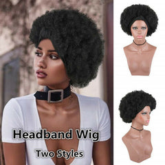 Afro Headband Wig for Black Women Synthetic Head Wrap Turban Wig Curly Full Hair