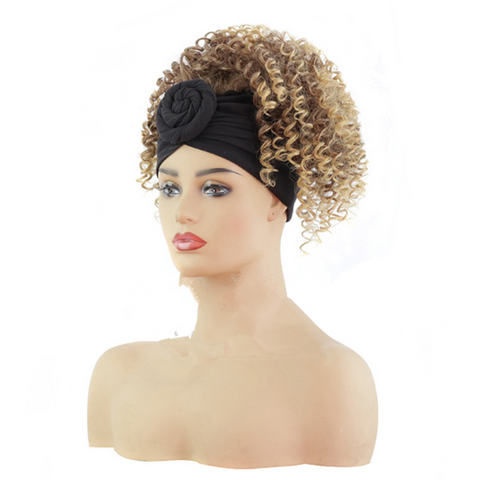 Headband Wig Afro Kinky Curly Blonde Ombre Wig Short Curls Hairband Wig