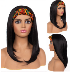 Straight Headband Synthetic Wigs for Black Women Short Straight Black Wigs Party